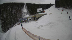 Modrá sjezdovka - dojezd k lanové dráze