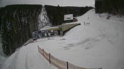 Modrá sjezdovka - dojezd k lanové dráze