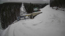 Modrá sjezdovka - dojezd k lanové dráze