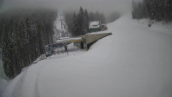 Modrá sjezdovka - dojezd k lanové dráze