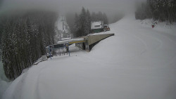 Modrá sjezdovka - dojezd k lanové dráze