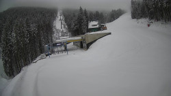 Modrá sjezdovka - dojezd k lanové dráze