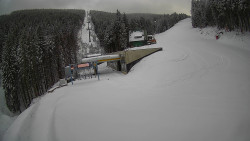 Modrá sjezdovka - dojezd k lanové dráze