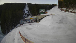 Modrá sjezdovka - dojezd k lanové dráze