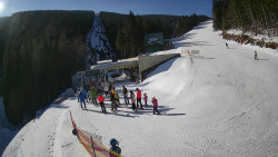 Modrá sjezdovka - dojezd k lanové dráze