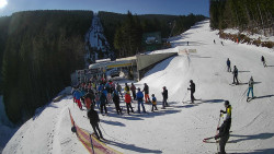 Modrá sjezdovka - dojezd k lanové dráze