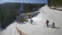 Modrá sjezdovka - dojezd k lanové dráze