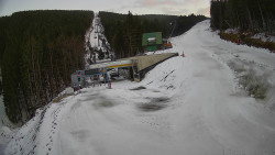 Modrá sjezdovka - dojezd k lanové dráze