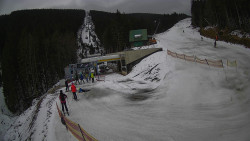 Modrá sjezdovka - dojezd k lanové dráze