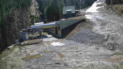 Modrá sjezdovka - dojezd k lanové dráze