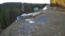 Modrá sjezdovka - dojezd k lanové dráze