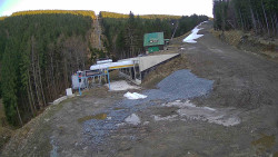 Modrá sjezdovka - dojezd k lanové dráze