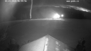 Skiareál Hodonín u Kunštátu - Sjezdovka, panorama východ - 21.1.2026 v 06:45