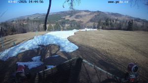 Skiareál Hodonín u Kunštátu - Sjezdovka, panorama východ - 7.3.2026 v 14:45