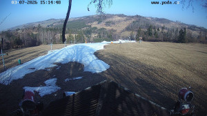 Skiareál Hodonín u Kunštátu - Sjezdovka, panorama východ - 7.3.2026 v 15:15