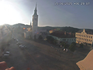 Město Kašperské Hory - Náměstí, koste sv. Markéty - 15.6.2025 v 06:30