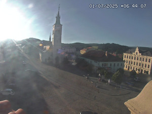 Město Kašperské Hory - Náměstí, koste sv. Markéty - 1.7.2025 v 06:45