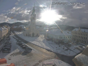 Město Kašperské Hory - Náměstí, koste sv. Markéty - 18.2.2026 v 08:45