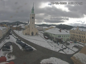 Město Kašperské Hory - Náměstí, koste sv. Markéty - 18.2.2026 v 11:45