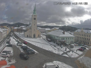 Město Kašperské Hory - Náměstí, koste sv. Markéty - 18.2.2026 v 12:45