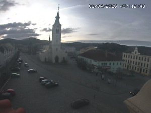 Město Kašperské Hory - Náměstí, koste sv. Markéty - 6.4.2026 v 07:15