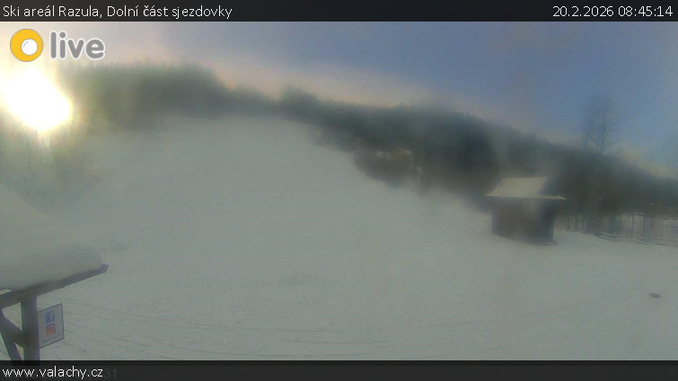 Ski areál Razula - Dolní část sjezdovky - 20.2.2026 v 08:45