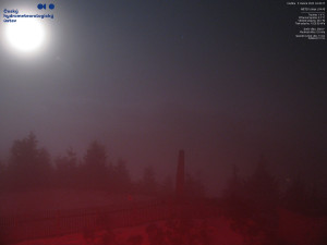 Lysá hora - Pohled na jihozápad, Smrk - 5.4.2026 v 04:45 Lysá hora - Pohled na jihozápad, Smrk - 5.4.2026 v 04:45