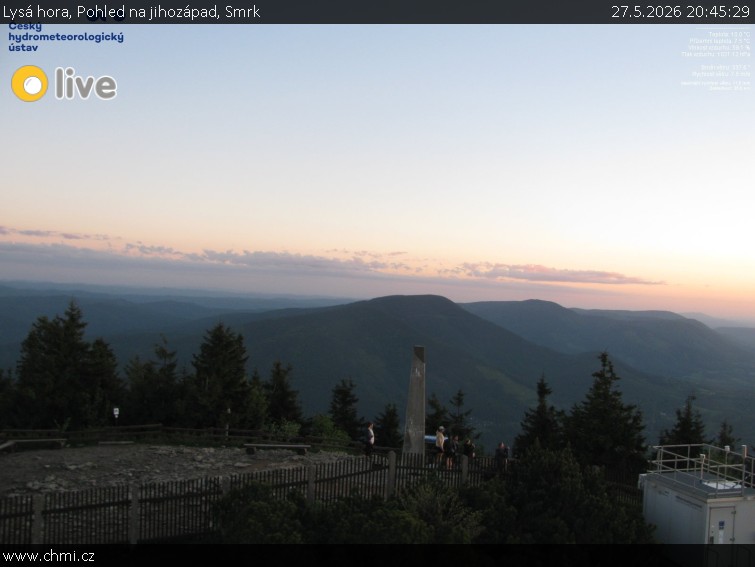 Lysá hora - Pohled na jihozápad, Smrk - 27.5.2026 v 20:45