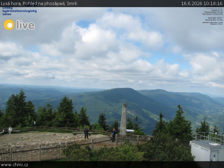 Lysá hora - Pohled na jihozápad, Smrk - 16.6.2026 v 10:18