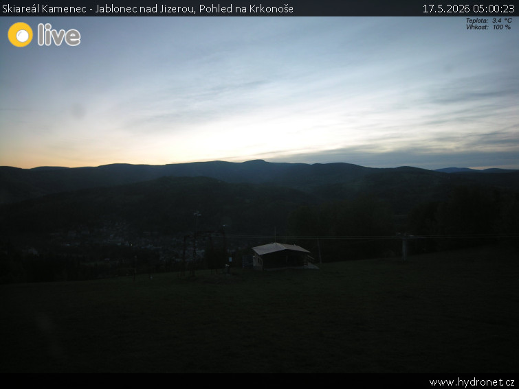 Skiareál Kamenec - Jablonec nad Jizerou - Pohled na Krkonoše - 17.5.2026 v 05:00