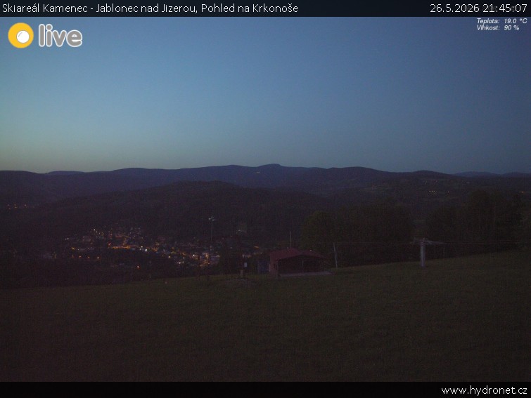 Skiareál Kamenec - Jablonec nad Jizerou - Pohled na Krkonoše - 26.5.2026 v 21:45