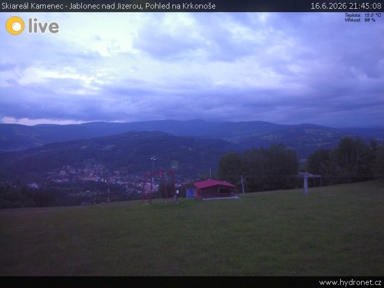 Kamenec Ski Resort - Jablonec nad Jizerou - View of the Krkonoše Mountains - 16.6.2026 v 21:45