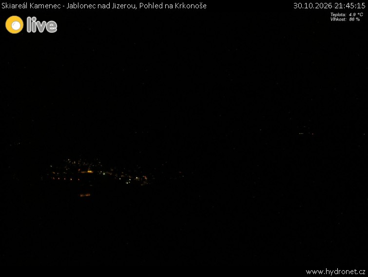 Skigebiet Kamenec – Jablonec nad Jizerou - Blick auf das Riesengebirge - 30.10.2026 v 21:45