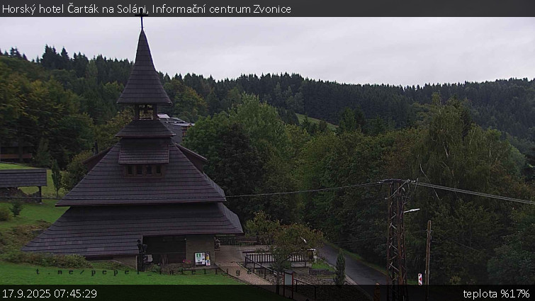 Horský hotel Čarták na Soláni - Informační centrum Zvonice - 17.9.2025 v 07:45 Horský hotel Čarták na Soláni - Informační centrum Zvonice - 17.9.2025 v 07:45
