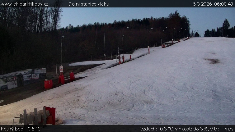 Skiareál Filipov - Dolní stanice vleku - 5.3.2026 v 06:00